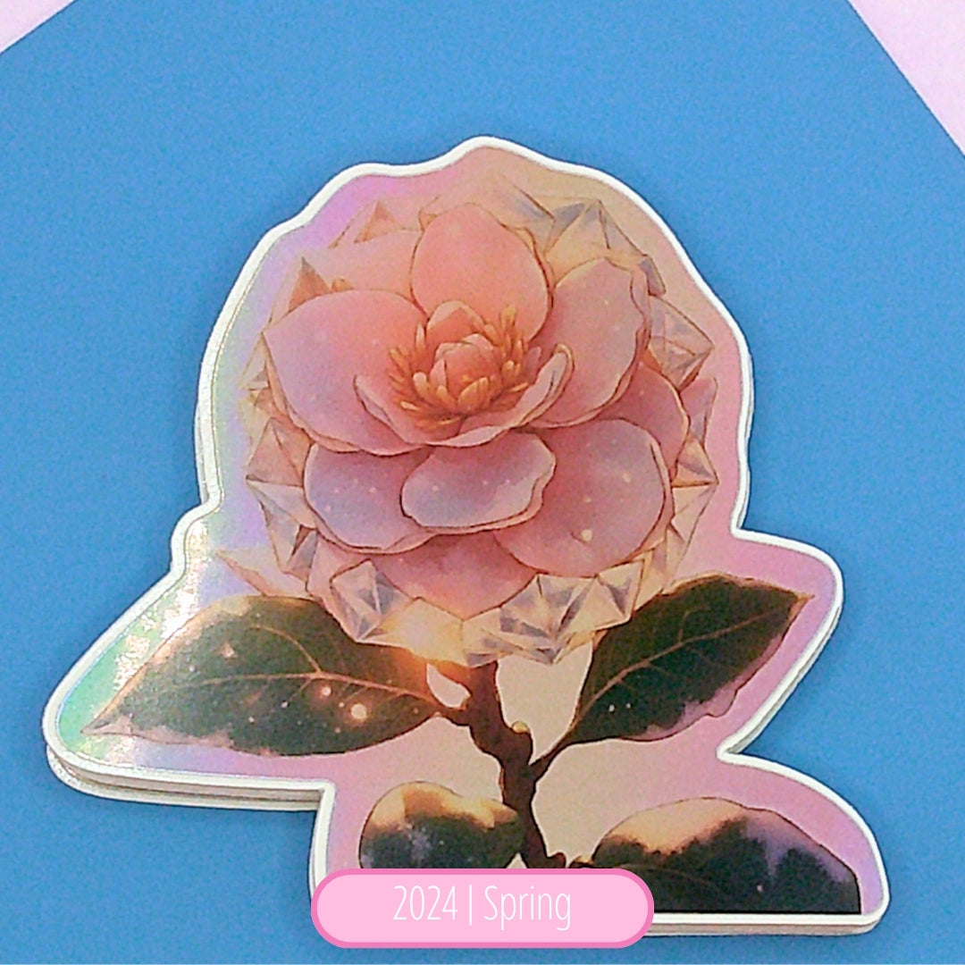 Holographic Crystal Camellia Sticker