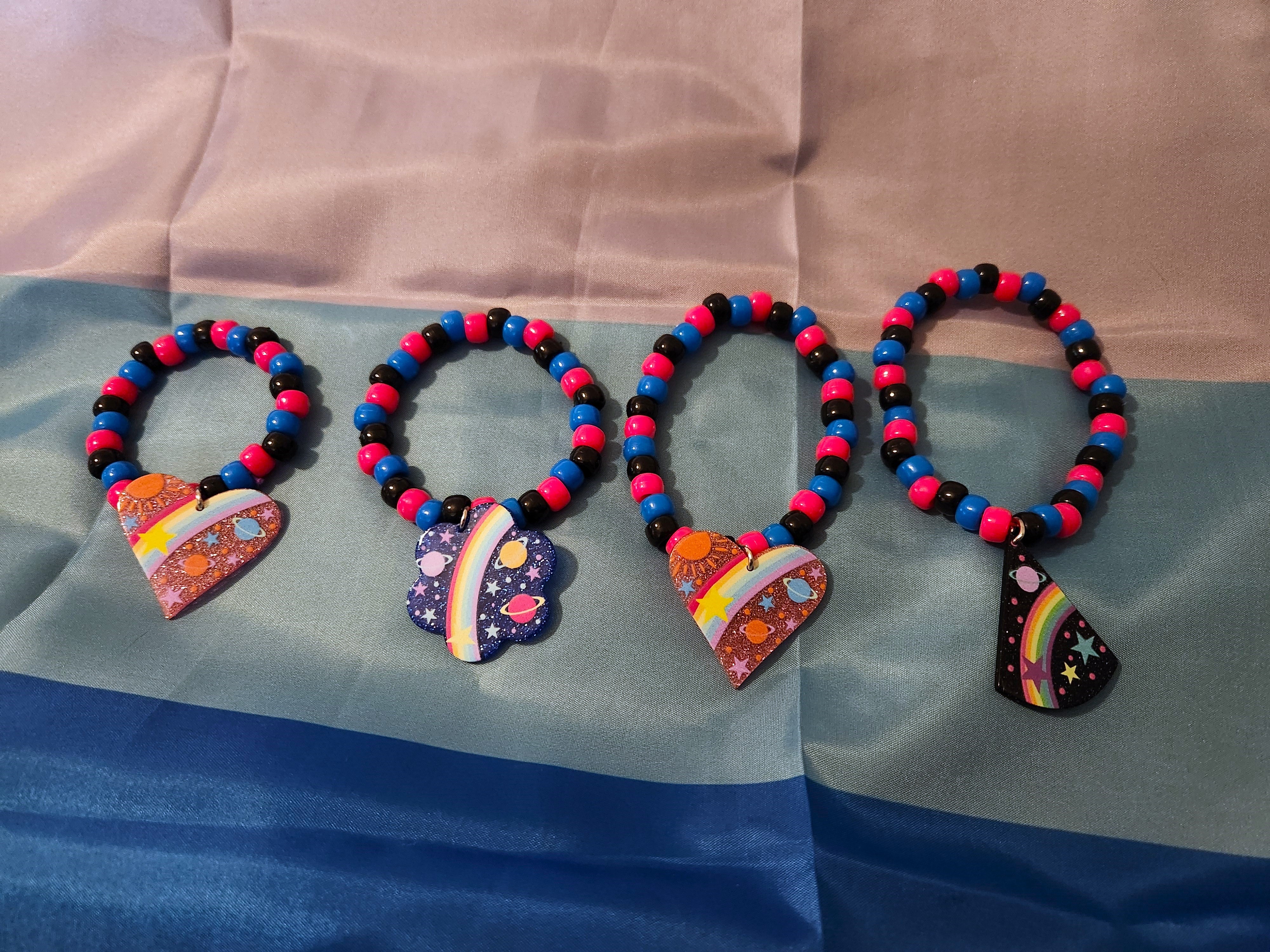 Prismatic Pride Kandi Charm Single Bracelets