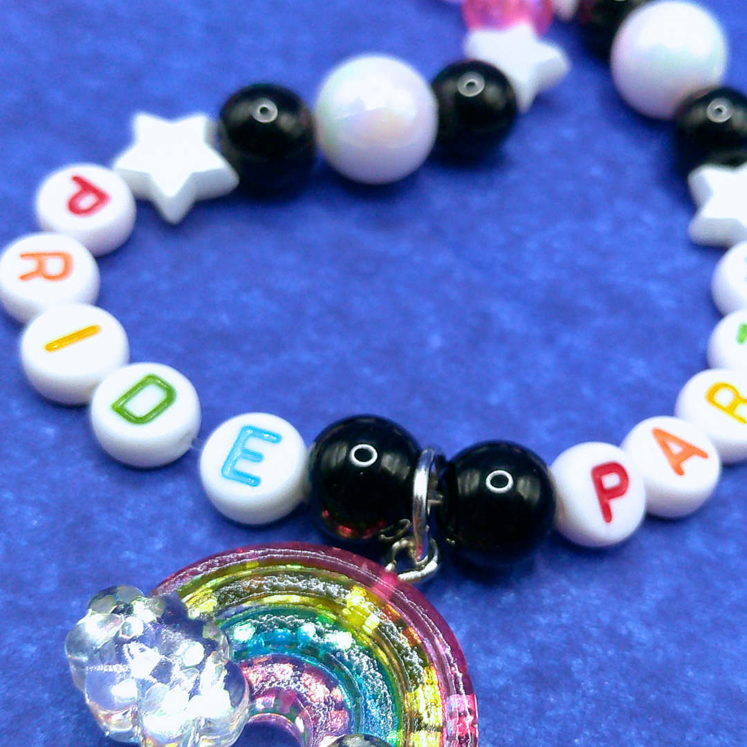 Pride Party Cosmic Rainbow Handmade Beaded Charm Necklace