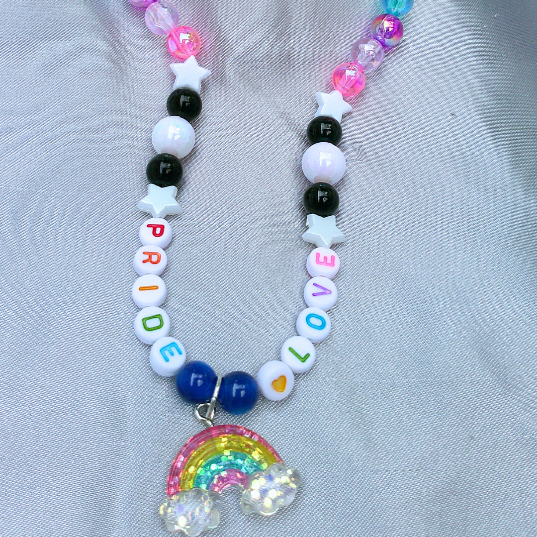 Pride Love Rainbow Handmade Bubble Beaded Charm Necklace