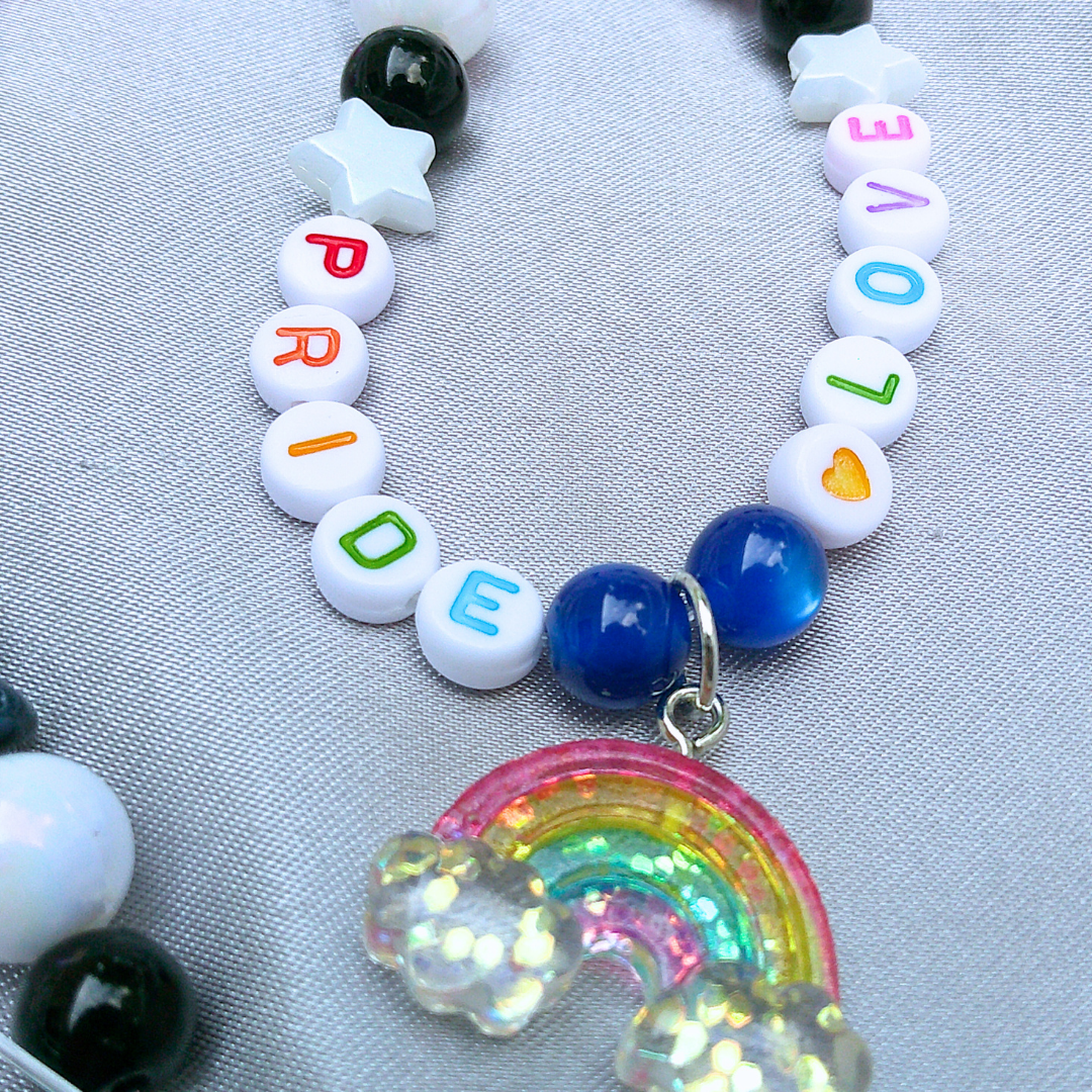 Pride Love Rainbow Handmade Bubble Beaded Charm Necklace